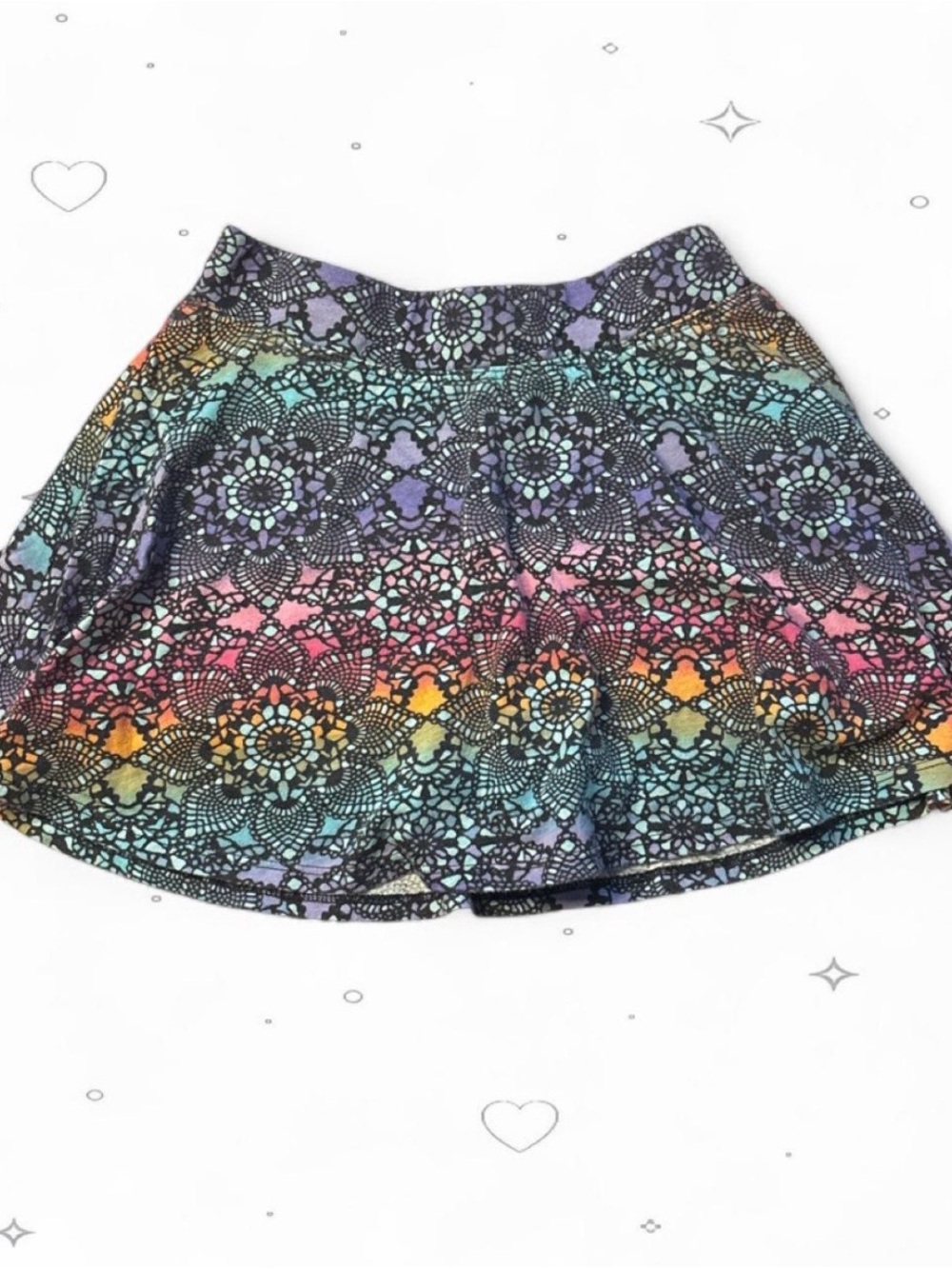 The Children's Place Girls Rainbow Mandala Skater Skirt Size M 7/8